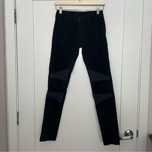 Sandro Jeans Womens Size 36 (4 US) Black Skinny Knee Patches Moto Style Cotton